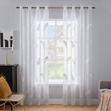 1 x RAW Customer Returns MIULEE Curtain Sheer Voile Flowers Embroidery Curtains with Eyelets Transparent Curtain 2 Pieces Eyelet Curtain Gauze Paired Scarves Window Curtain for Living Room Bedroom 225 cm x 140 cm H x W  - RRP €30.49