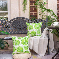 2 x Brand New Inhobbok Set of 2 Cushion Covers 45x45 Green Monstera Leaf Spring Summer Waterproof Decorative Pillowcase Lightweight Flat Green Tropical Plants for Garden Sofa Outdoor Living Room - RRP €40.8