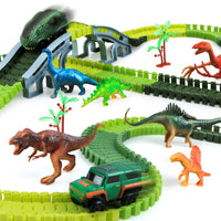 1 x Brand New kizplays 251 pcs dinosaur toy car racing track, 6 dinosaur models, 2 toy cars highway from 3 4 5 6 years boy girl, electric car cars for children gift - RRP €22.99