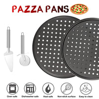 10 x Brand New Jopupe 2 Pack Pizza Pan Round Pizza Board Pizza Accessories 32cm Carbon Steel Pizza Pan Non-Stick Cake Pizza Crisper Server Tray Stand for Home Kitchen Oven Restaurant Pizza Baking Pans - RRP €204.0