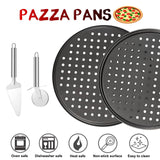 7 x Brand New Jopupe 2 Pack Pizza Pan Round Pizza Board Pizza Accessories 32cm Carbon Steel Pizza Pan Non-Stick Cake Pizza Crisper Server Tray Stand for Home Kitchen Oven Restaurant Pizza Baking Pans - RRP €142.8