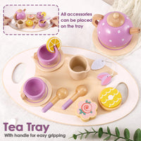 2 x RAW Customer Returns AOLEVA Tea Service Wooden Tea Set Children s Kitchen Accessories Tea Party Play Kitchen Wooden Toy Role Play Gift for Children Girls Boys - RRP €38.7