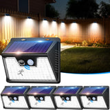 1 x RAW Customer Returns nipify 5 Pack Solar LED Lights Outdoor with Motion Sensor, 140 LED Solar Outdoor Spotlight 3 Modes, IP65 Waterproof Powerful Solar Garden Lights for Wall, Garage - RRP €29.99