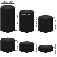 1 x RAW Customer Returns BELLE VOUS Pack of 6 Black Hexagon Decorative Column Wooden Pedestal Wood Displays - Vintage Decorative Wooden Block for Shelves Worktops - Base for Sculptures, Jewelry, Figures, Cupcakes Desserts - RRP €30.22