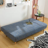 1 x RAW Customer Returns Futon Sofa Cover without Armrests Non-Slip Foldable Stretch Print Futon Sofa Seat Covers without Armrests Slipcover for 2-3 Seater Folding Sofa Bed without Arms Linen Blue  - RRP €25.99