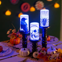 12 x Brand New Romadedi Halloween LED Candles Decoration - Set of 3 Flameless Battery Pillar Candles with Remote Control Timer Gothic Horror Skull Skeleton Decoration Candle Table Decoration for Outdoor Indoor Party - RRP €179.88