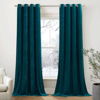 1 x RAW Customer Returns PONY DANCE Eyelet curtain set of 2 curtains, living room, velvet curtains, opaque, heavy curtain, cold protection, thermal curtain, heat-insulating velvet curtains with eyelets 300g m , H 260 x W 132 cm, peacock blue - RRP €49.95