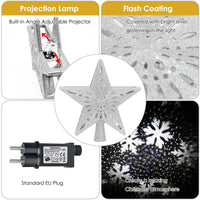 1 x RAW Customer Returns Christmas Tree Topper Light Up with Rotating LED Projector Snowflake Shape, 3D Hollow Star Tree Topper Glitter Starry Night Light for Christmas Tree Decoration - RRP €28.58