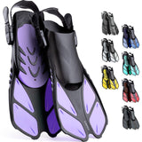 1 x RAW Customer Returns CAPAS Snorkeling Fins, Swim Fins Travel Size Short Adjustable for Snorkeling Diving Adult Men Women Kids Open Heel Diving Fins Purple, Kids JR 9-13  - RRP €25.2