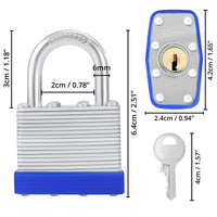 1 x RAW Customer Returns Belle Vous Steel Padlock Set Laminated, Padlock with 2 Keys 12pcs - 6mm Shackle 6.4x4.2x2.4cm Security Lock Padlock Weatherproof Indoor Outdoor Locker Lock with Key - RRP €42.99