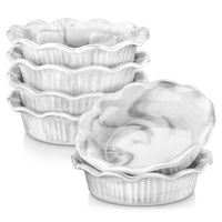 1 x RAW Customer Returns MALACASA, Bake.Grey series, 4-piece round marble porcelain casserole dish for oven, oven dish, soup bowls, casserole dish, baking dish with non-slip outside and handle, 13 x 10 x 5.5cm, 290ml - RRP €16.43