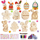 8 x Brand New Herefun wooden Easter bunny craft set, 194 pieces of Easter eggs bunny to paint with stickers, Easter bunnies to paint, DIY Easter bunny decoration, toy children Easter for Easter eggs Easter bunny - RRP €96.8