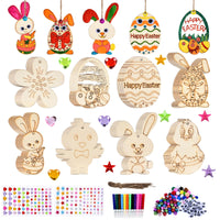 12 x Brand New Herefun wooden Easter bunny craft set, 194 pieces of Easter eggs bunny to paint with stickers, Easter bunnies to paint, DIY Easter bunny decoration, toy children Easter for Easter eggs Easter bunny - RRP €145.2