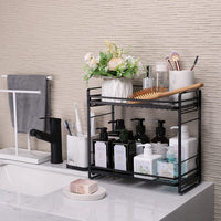 1 x RAW Customer Returns zccz bathroom and kitchen organizer - elegant cosmetic rack made of white metal, space-saving standing shelf, separable spice rack - high-quality organizer with 2 shelves - kitchen and bathroom organizer - RRP €29.99