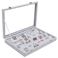 1 x RAW Customer Returns BELLE VOUS Jewelry Organizer Earrings Jewelry Box Gray, Velvet Box Lid 40 Slots Jewelry Storage 4 Levels Jewelry Box with Viewing Window as Earring Holder, Ear Stud Storage - RRP €23.49