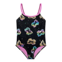 1 x Brand New Swimsuit Girls Summer Swimming One Piece Bikini Sport Swimwear Girls Hawaiian Swimsuit UV Protection Opaque Chlorine Resistant Anti Pilling with, Black 4T, 3-4 Years - RRP €27.6