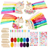 1 x RAW Customer Returns Harrycle 16 Set Wooden Unicorn Craft Set Children Unicorn Fridge Magnets Make Your Own Unicorn and Self-Adhesive Glitter Stones DIY Kit for Girls Boys Birthday Party Painting with the Family - RRP €16.13