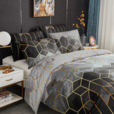 1 x RAW Customer Returns Xiongfeng Mitchell Marble Bed Linen 200x220 cm Grey Geometric Reversible Bed Linen Vintage Checked Microfiber Double Bed Duvet Cover and 2 Pillowcases 80x80cm with Zipper - RRP €35.99