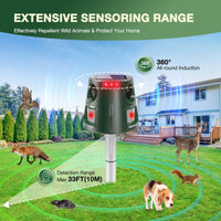 1 x RAW Customer Returns Cat Repeller, 5 Modes Cat Repeller for Garden, 33ft Solar Ultrasonic Animal Repeller, Waterproof Cat Repeller for Dogs, Foxes, Deer, Raccoons, Skunks, Rats, Birds - RRP €51.92