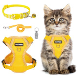 1 x Brand New Adjustable cat harness escape-proof, cat harness with leash collar pendant set, soft harness for cat chest harness for cats kittens dogs puppies yellow, XL  - RRP €20.4