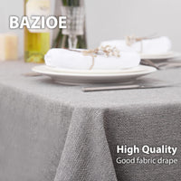 1 x Brand New BAZIOE Linen Look Tablecloth Gray Washable Tablecloth Linen Rectangular Table Linen Polyester Fabric For Indoor, Outdoor, Garden, Restaurant, Various Parties and Weddings - RRP €34.99