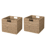 1 x RAW Customer Returns Kallax Expedit Set of 2 Woven Seagrass Shelf Baskets 30 x 30 x 26 H cm - RRP €38.99