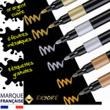 1 x RAW Customer Returns Metallic metallic marker pens, 3 colors gold, silver, copper, for scrapbooking photo album, drawings, coloring, multi-supports, with 8 black adhesive sticker labels as a gift - RRP €12.04