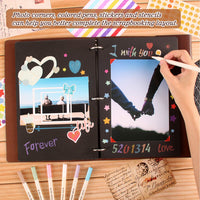 1 x RAW Customer Returns YILEEY photo album for self-design, leather scrapbook black pages refillable photo book for gluing, 28 x 21 cm, DIY gift with pens stencils stickers photo corners, dandelion, MULTI-WAY - RRP €21.99