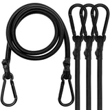 1 x RAW Customer Returns Tension rubber with carabiner, expander with carabiner hook set of 4, 150cm luggage tensioner black, 100 latex rubber tensioner for awnings, tarps, garden, bicycle, car, cargo - RRP €18.99