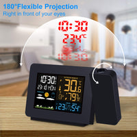 1 x RAW Customer Returns Kalawen Projection Alarm Clock Digital Alarm Clock Weather Station with Outdoor Sensor LCD Display Dual Alarm Time Date Day of the Week Temperature Humidity - RRP €35.4