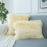 1 x Brand New LIGICKY Faux Fur Cushion Cover Solid Color Plush Soft Artificial Fur Throw Pillow Case Decorative Square Cushion Cover for Sofa Bedroom Car, 45 x 45 cm Beige - RRP €16.13