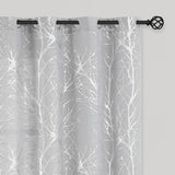 1 x RAW Customer Returns FMFUNCTEX Voile Curtains with Eyelets Grey Silver Metallic Branches Pattern Curtains Linen Look Curtain Semi-Transparent Curtains Modern Eyelet Curtains for Living Room Bedroom 245 x 127 cm H x W  - RRP €42.99