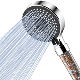 1 x RAW Customer Returns Magichome High Pressure Shower Head, with Filter 5 Types of Jets, Water Saving Head and Pressure Increase with 3 Layer Filtration and Stones Black  - RRP €14.24