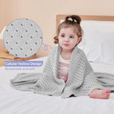 1 x Brand New FUNUPUP Blanket Cotton Baby, Knitted Baby Blanket Soft Breathable Cotton Grey 100 x 75 cm  - RRP €20.4