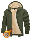 1 x RAW Customer Returns TACVASEN Men s Sweat Jacket Hooded Pullover Winter Hoodie Zip Hoody Long Sleeve Jumper Warm Jacket, Army Green, XL - RRP €59.88