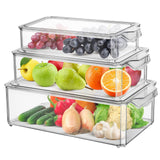 1 x RAW Customer Returns Chuboir Refrigerator Organizer Set of 3, Transparent Stackable Storage Box Organizer with Lid, Refrigerator Organization System Box for Kitchens, Pantry, Refrigerator, Cupboards, Shelves - RRP €18.99