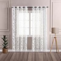 1 x RAW Customer Returns Delien Voile burnout curtain with tendrils pattern, transparent curtain with eyelets, living room curtains, W x H 140 x 245 cm, white, 1 piece. - RRP €28.22