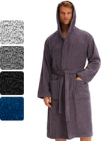 1 x RAW Customer Returns Morgenstern bathrobe men s terry cotton with hood long dark grey size L - RRP €40.28