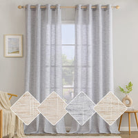 1 x RAW Customer Returns MIULEE Voile Curtains Linen Curtain Panel Translucent Interior Curtains Modern Bedroom Curtains for Living Room Transparent Linen for Balcony Doors Suitable 140x280 cm White Gray 2 Panels - RRP €38.99