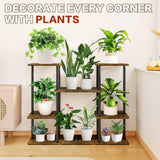 1 x RAW Customer Returns YOCOMEY wooden flower shelf plant shelf, multi-storey flower stand plant stand flower bench flower staircase plant staircase standing shelf for indoor garden balcony decoration 4 tier 10 pots, black  - RRP €56.29