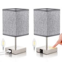 2 x RAW Customer Returns ShuBel bedside lamp touch dimmable set of 2, LED table lamp vintage, with 2 USB quick charging ports 2 dimmable light bulbs, energy saving, eye protection for bedroom, living room, office - RRP €99.98