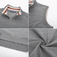 1 x RAW Customer Returns Sleeveless Quarter Zip Sweater, Men s Knitted Vest M Light Gray 496-3 - RRP €29.23