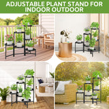 2 x RAW Customer Returns iDavosic.ly Metal Plant Stand Large with 6 Levels, Flower Stand Plant Shelf Indoor Outdoor, Foldable Flower Stairs Indoor Plant Stand Shelf for Garden Balcony Living Room Round, Black  - RRP €119.98