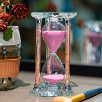 12 x Brand New 60 Minutes Hourglass, Heart Shaped Crystal Hourglass, Sand Timer with Gift Box Pink  - RRP €244.8