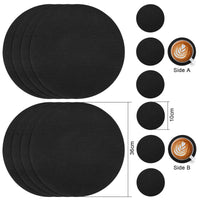 1 x RAW Customer Returns Myir JUN Placemats Washable Leather and Coasters, Double-Sided Placemats Round Diameter 36cm Set of 6 Non-Slip Glass Coasters Placemats Leather Faux Leather Placemat Black, Set of 6  - RRP €26.11