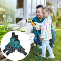 3 x RAW Customer Returns 2-way distributor valve with shut-off valve quick connector garden hose adapter garden hose connection tap double connector Y connector for garden for tap 3 4 inch adjustable 2 pieces - RRP €37.59