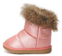 1 x RAW Customer Returns KVbabby Little Girls Cute Snow Boots Soft Warm Lining Boots Cotton Shoes Flat Fur Boots, Pink, 26 EU manufacturer 27 - RRP €22.86