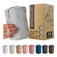 1 x RAW Customer Returns MeriWoolArt Macrame Yarn Grey - Macrame Yarn 3mm colored 200m - Super soft yarn, single twisted macrame cord - Oeko-Tex 96 recycled cotton yarn colored - DIY Boho decoration macrame - RRP €15.1