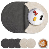 1 x RAW Customer Returns Myir JUN Placemats Washable Leather and Coasters, Double-Sided Placemats Round Diameter 36cm Set of 6 Non-Slip Glass Coasters Placemats Leather Faux Leather Placemat Grey Cream White, Set of 6  - RRP €25.91