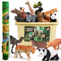 2 x RAW Customer Returns FRUSE Animal Figures Toys with 145x98cm Activity Play Mat, 12 Pieces Realistic Animal Figures with Lion, Tiger, Elephant, Safari Animal Figures Educational Toys Gifts for Children Boys Girls - RRP €63.52